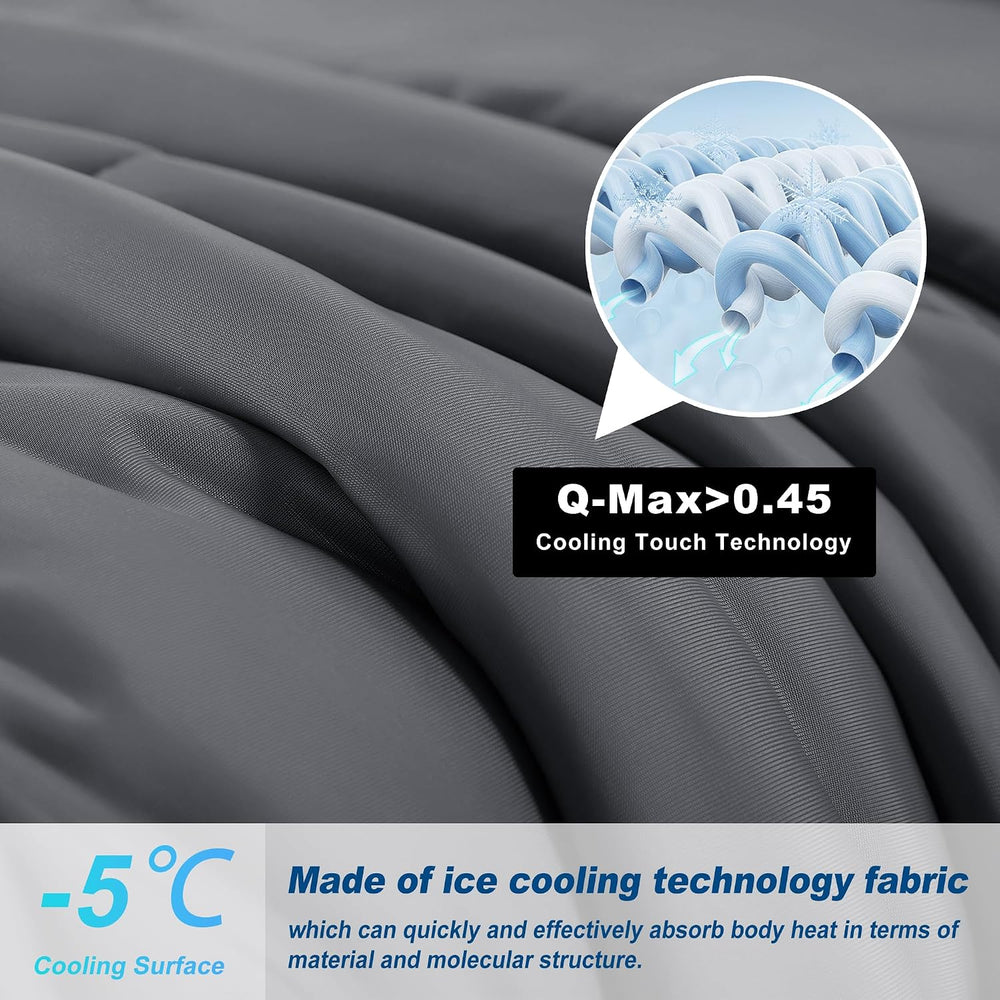 Cooling Comforter Queen Size, Double-Sided Cold Tech Fabric Quilted Bed Comfo...