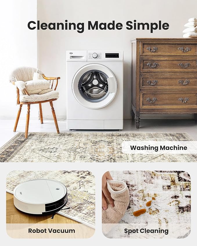 AMADA HOMEFURNISHING 9x12 Washable Area Rug, Low-Profile Large Area Rug - Image 4
