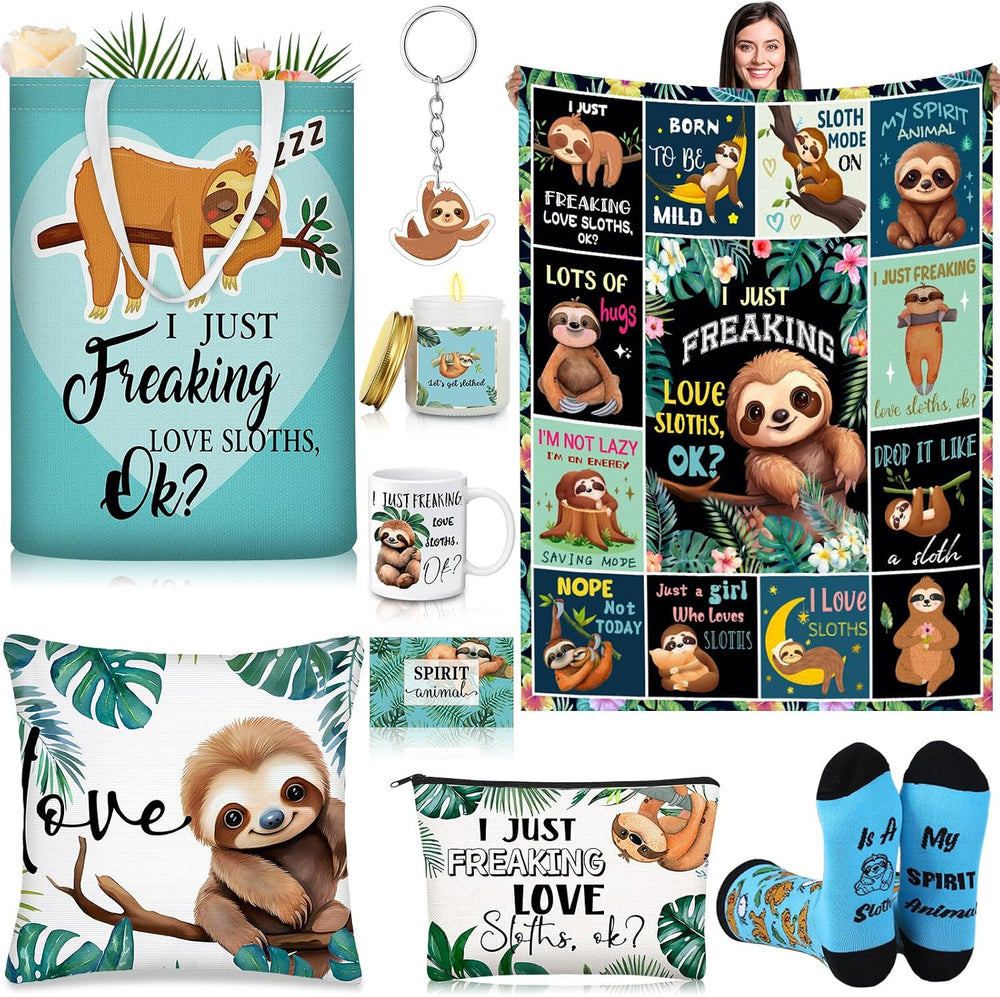 9 Pcs Sloth Gifts for Sloth Lovers Set for Women Include 60 x 50'' Bl...