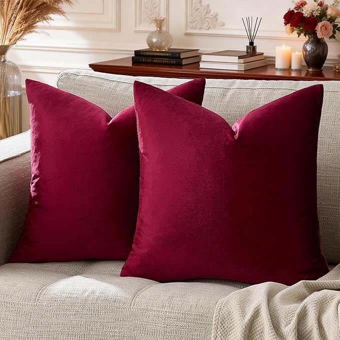 GIGIZAZA Burgundy Pillow Covers 26x26: Pack of 2 Throw Pillows Soft Solid Covers by GIGIZAZAFocusingonhomedecoration