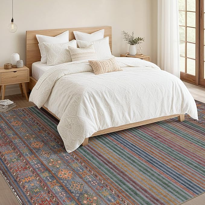 Nakagishi 9X12 Area Rugs Living Room: Washable Large Vintage Rug Neutral - Image 5
