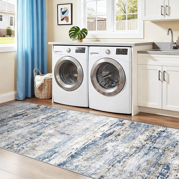 Area Rugs 2x8 Runner Rug: Washable Hallway Rug Modern Abstract Neutral Soft - Image 7