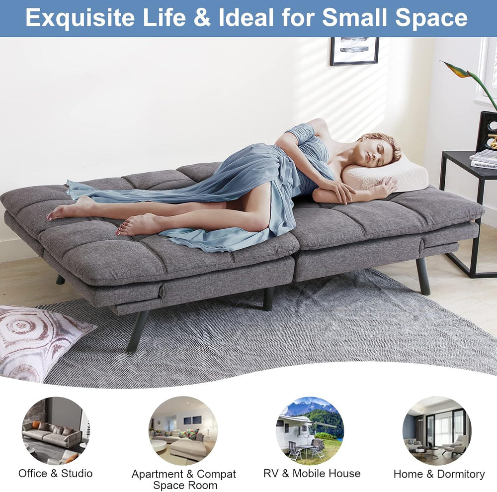 MUUEGM Futon Sofa Bed Couch Memory Foam Futon Convertible Couch Bed Sleeper,M...