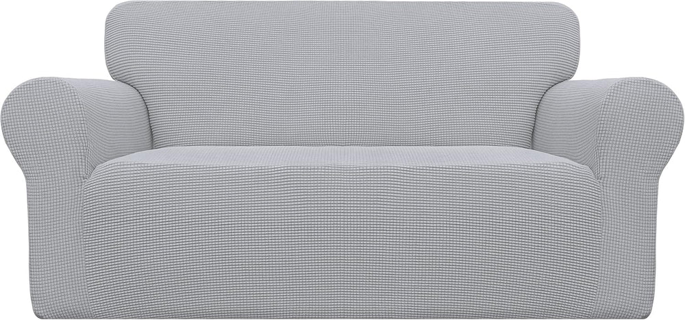 Easy-Going Stretch Loveseat Couch Covers Washable Silver Gray