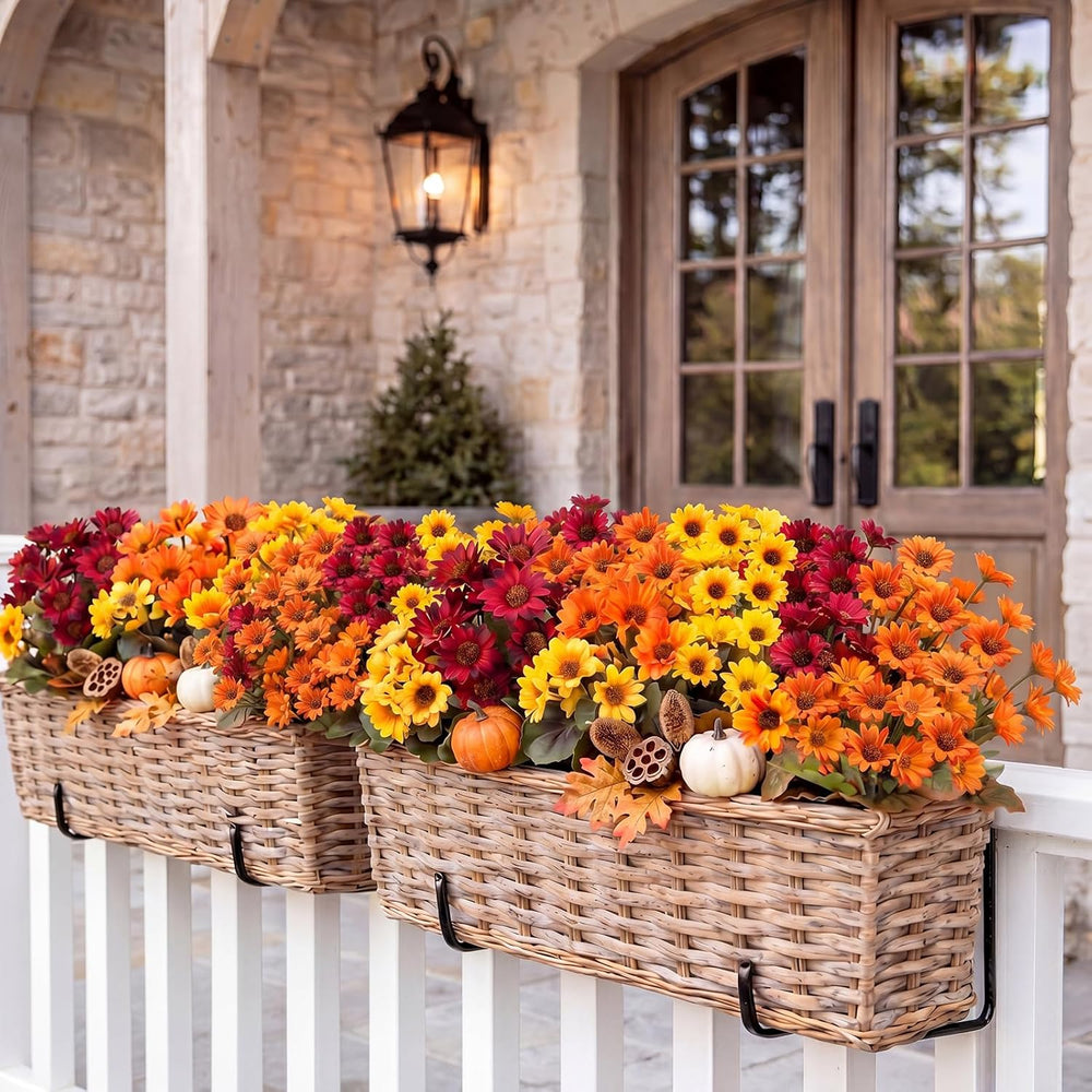 Suncalla 12 Pcs Fall Artificial Mums for Outdoors, Fake Silk Daisy Bulk