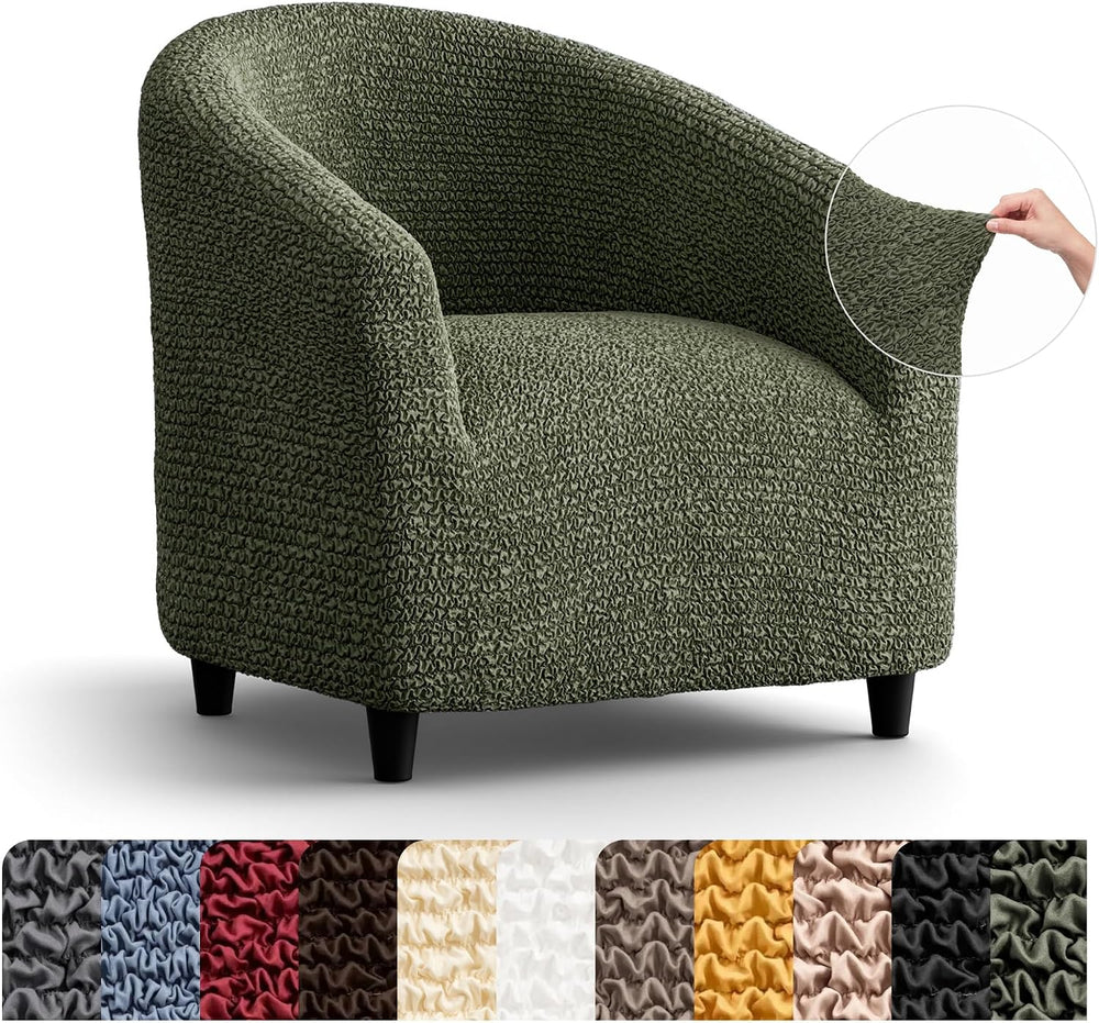 PAULATO BY GA.I.CO. Stretch Barrel Armchair Slipcover 1-Piece – Bi-Elastic Cl...