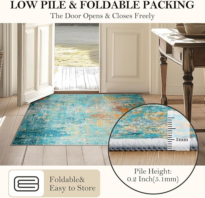 Washable Area Rugs Square 8ft Non-Slip Modern Abstract Soft - Image 4