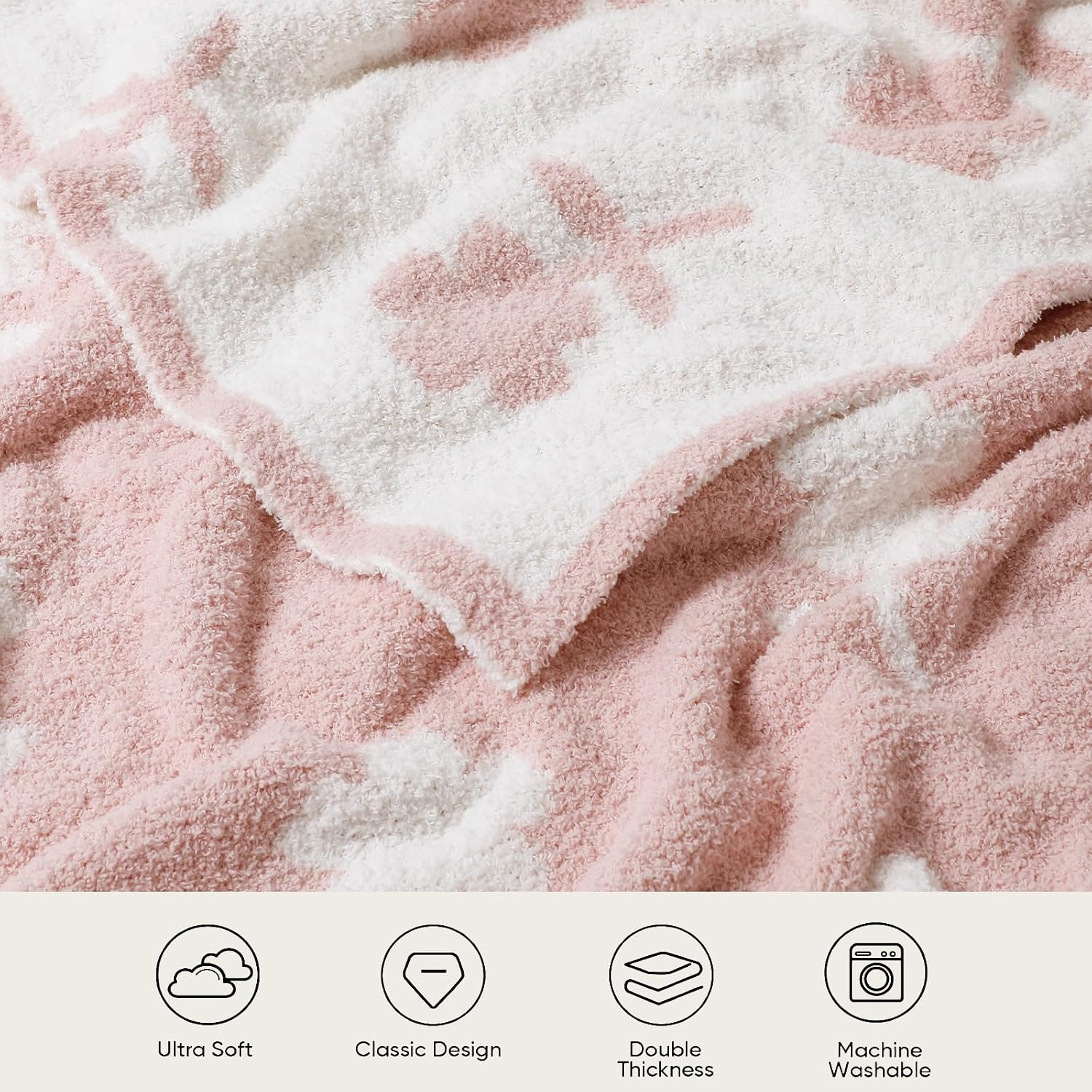 Snuggle Sac Flower Throw Blanket for Couch, Fuzzy Microfiber Warm Winter Daisy Floral Blankets, Sunflower Throws Gifts, Flower Pink, 50x60 inches