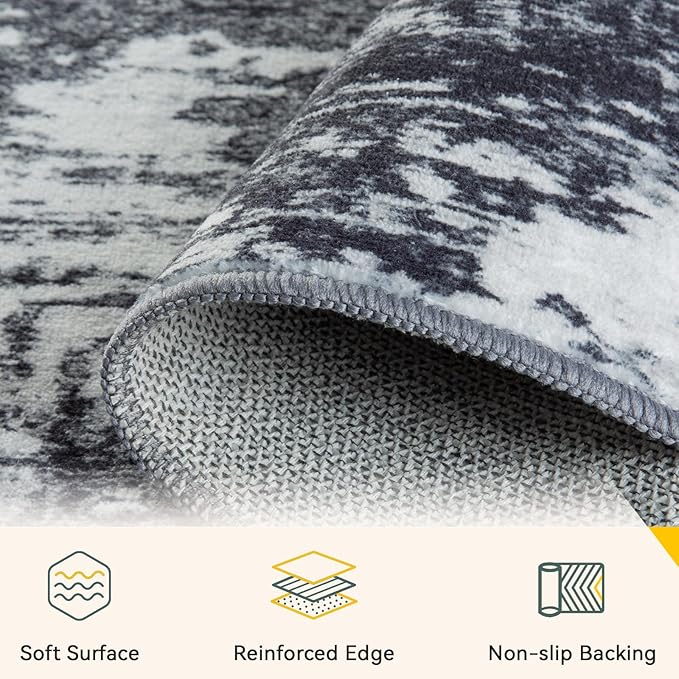 Washable Area Rugs 8'x10' Non-Slip Modern Abstract Soft - Image 3