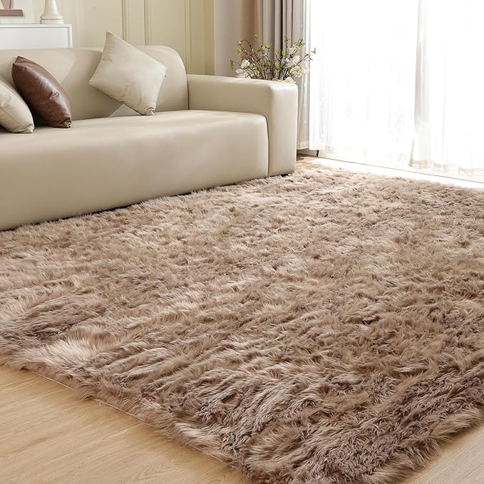 ORINOVA Beige Area Rugs for Living Room Bedroom Nursery 9X12 Washable Faux - Image 6
