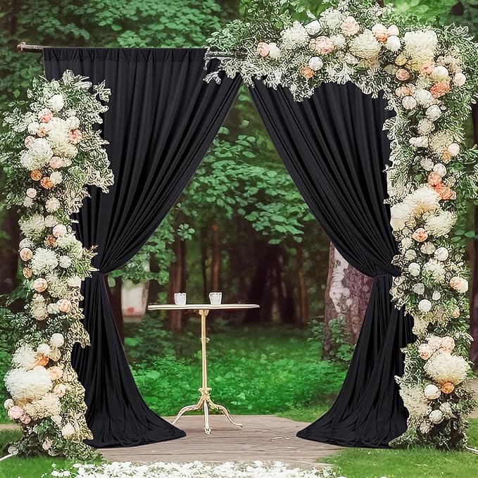 MEETSKY Black Backdrop Curtains for Parties - 10ft x 8ft Party Photo Backgrou...