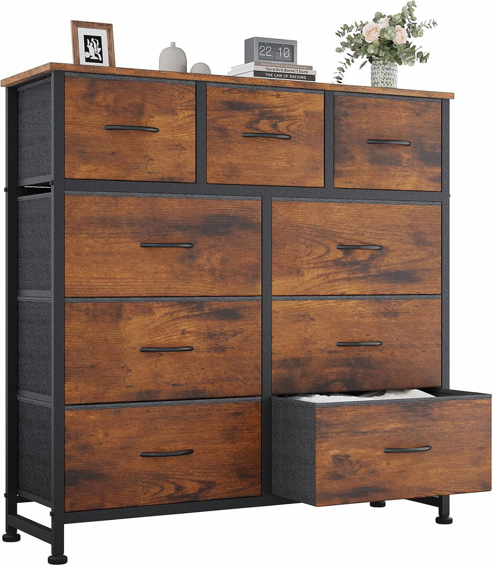 OLIXIS 9 Drawer Fabric Dresser for Bedroom, Chest of Drawers Organizer