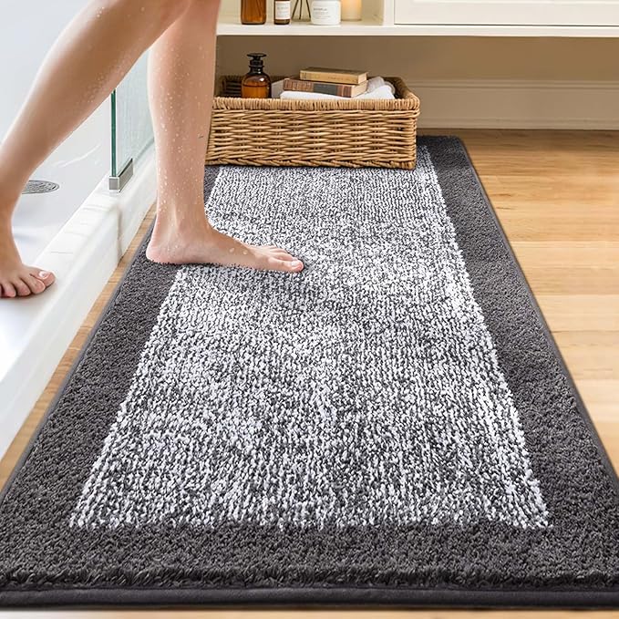 60x24 Long Bathroom Rugs Washable Non Slip, Soft Absorbent Quick Dry Mats - Image 2