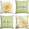 AVOIN colorlife Home Sweet Home Spring Summer Flowers Green Throw Pillow Covers by AVOINcolorlife