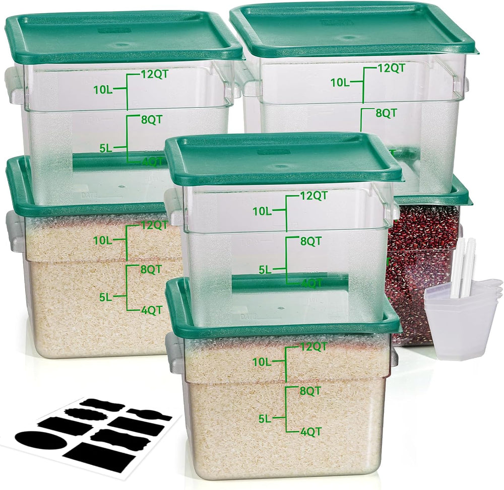 12QT NSF Food Storage Containers: 6PCS Commercial Clear Food Storage Containers