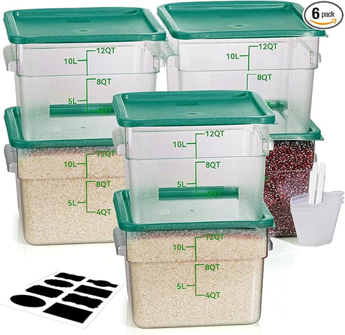 12QT NSF Food Storage Containers: 6PCS Commercial Clear Food Storage Containers by SVKLHY