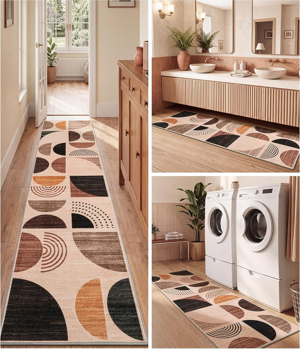 YIHOUSE Boho 6ft Kitchen Runner Rug Non Slip Washable, Mid-Century 2x6 Rug Ru...