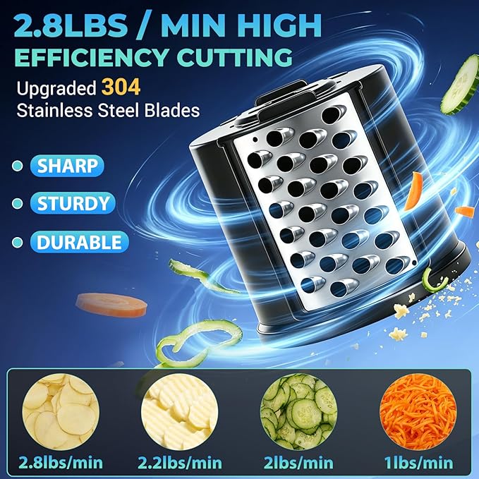5-IN-1 Electric Cheese Grater, 800W Stainless Steel Electric Salad Machine - Image 4