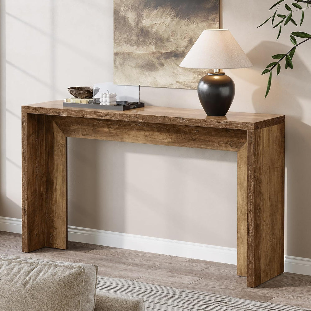 Tribesigns 55-Inch Farmhouse Console Table, Wooden Couch Table Behind Sofa wi...