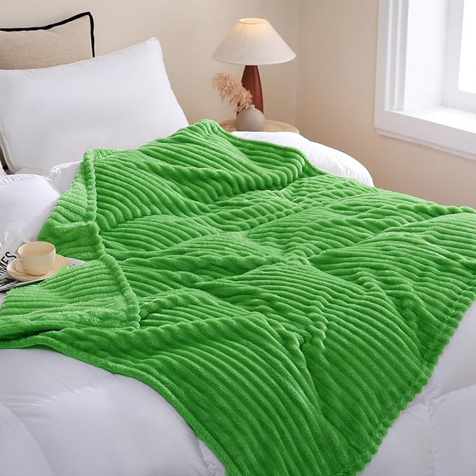 Bright Green Fleece Throw Blanket 60”×80” - Image 3