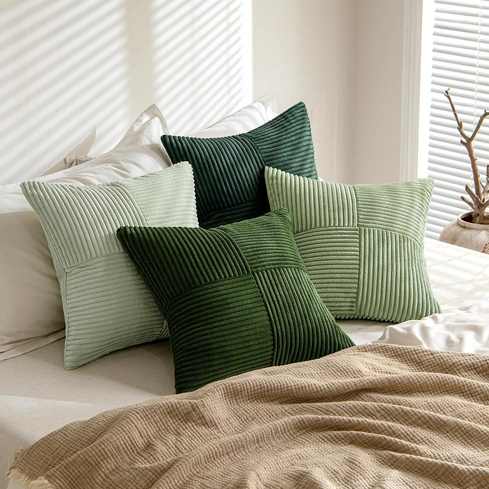 MIULEE Corduroy Sofa Cushion Covers Green Series 45 x 45 cm Set 4 Pieces Mode...