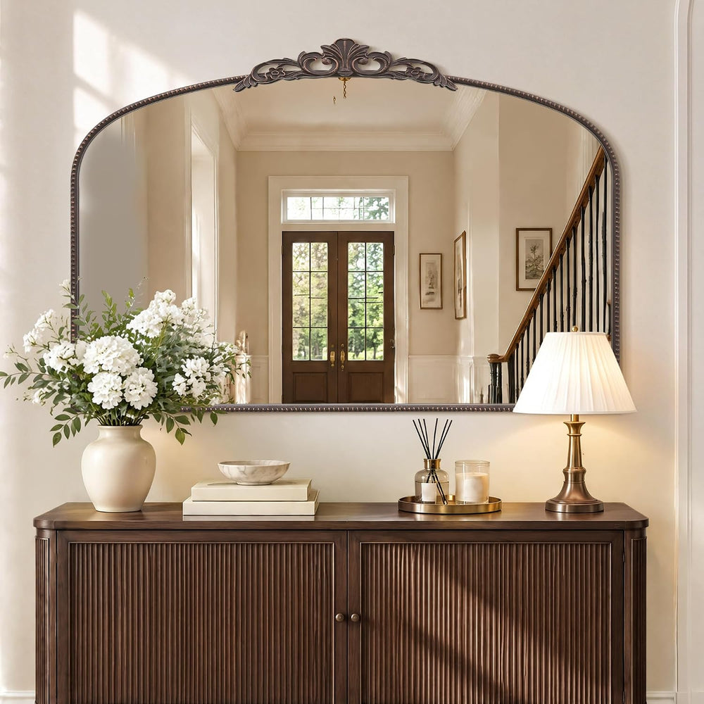 Micasso Large Bronze Vintage Mirror: 48"x33" Baroque Antique Wall M...