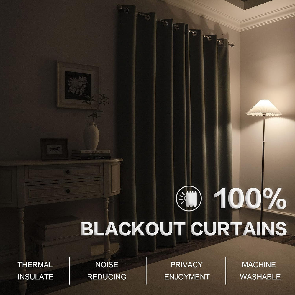 Dark Olive Green Linen 100% Blackout Curtains 84 Inches Long for Bedroom - 2 ...