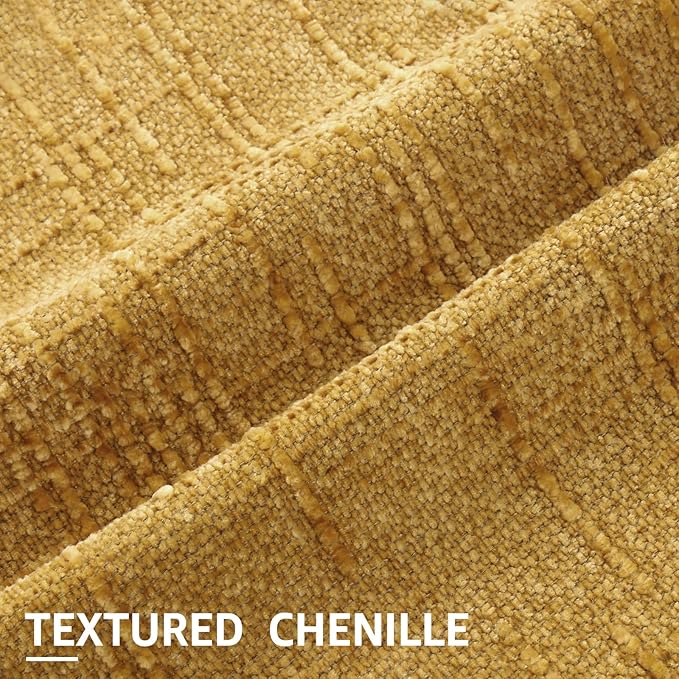 decorUhome Summer Mustard Yellow Chenille Euro Sham Throw Pillow Covers 24x24 - Image 2