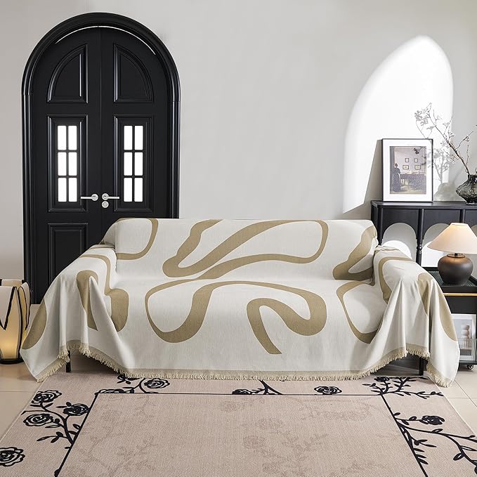 MYSKY HOME Couch Cover for 3 Cushion Sofa, Super Soft Boho Couch Covers for - Image 2