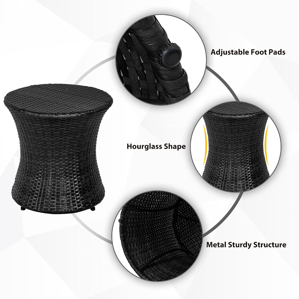 Sundale Outdoor Wicker Small Side Table Patio Rattan End Table