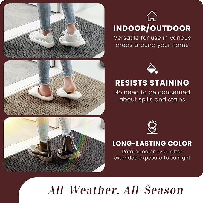 Mibao Front Door Mat Indoor Outdoor Entrance, Dirt Trapping Waterproof - Image 6