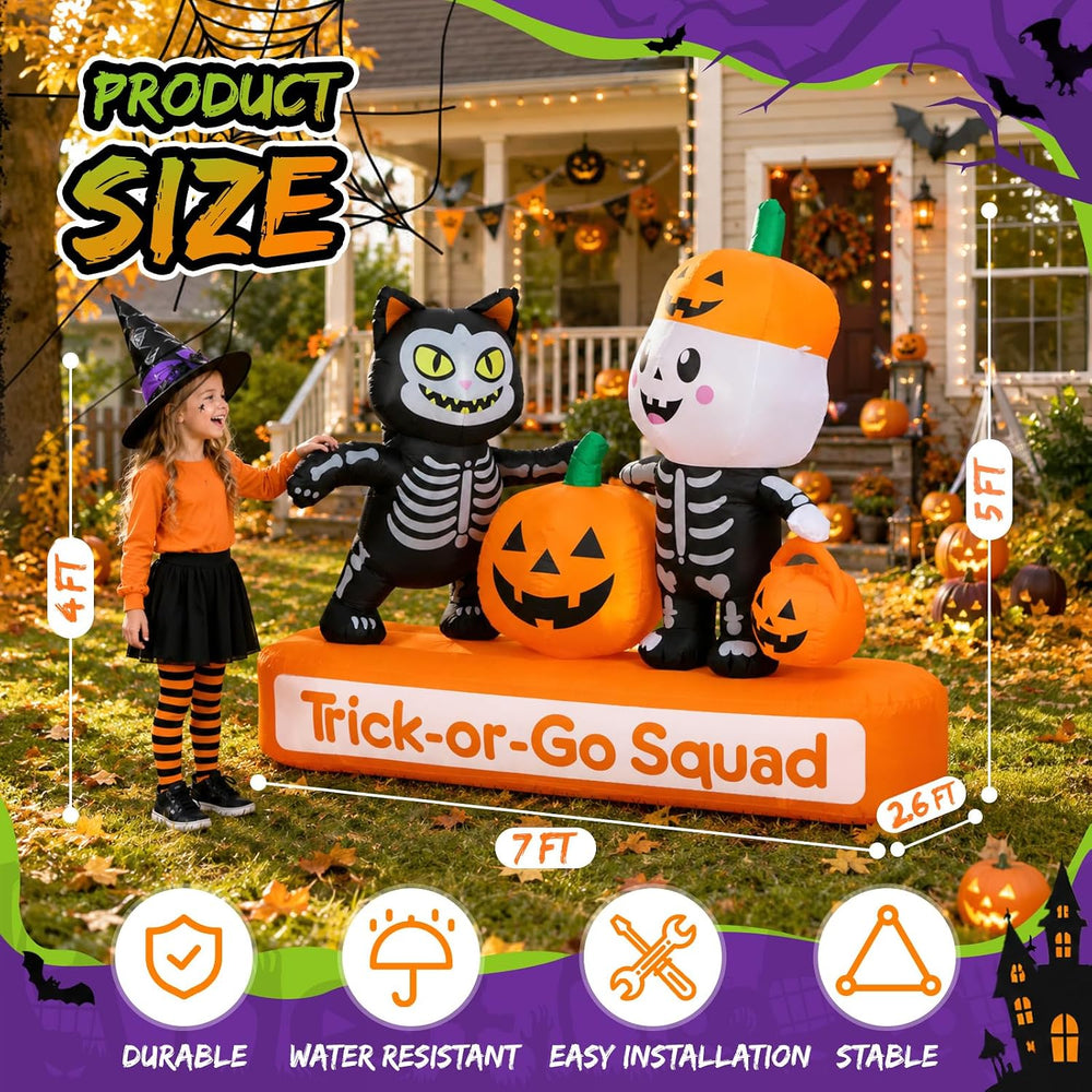 Toiyjofe 7FT Halloween Inflatables Trick-or-Treat Squad Yard Decoration