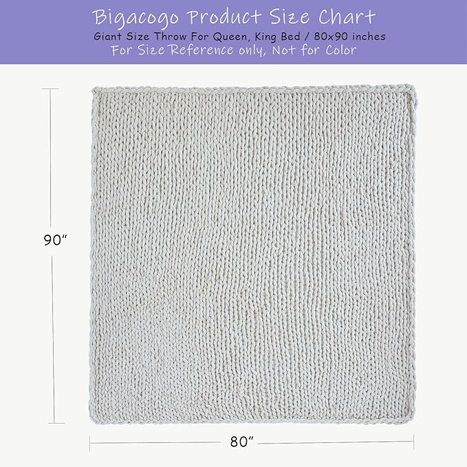 Bigacogo Chunky Knit Throw Blanket - Image 2