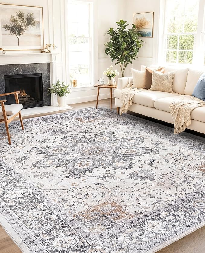 AMADA HOMEFURNISHING 8x10 Area Rugs, Low-Profile Large Washable Area Rug - Image 4