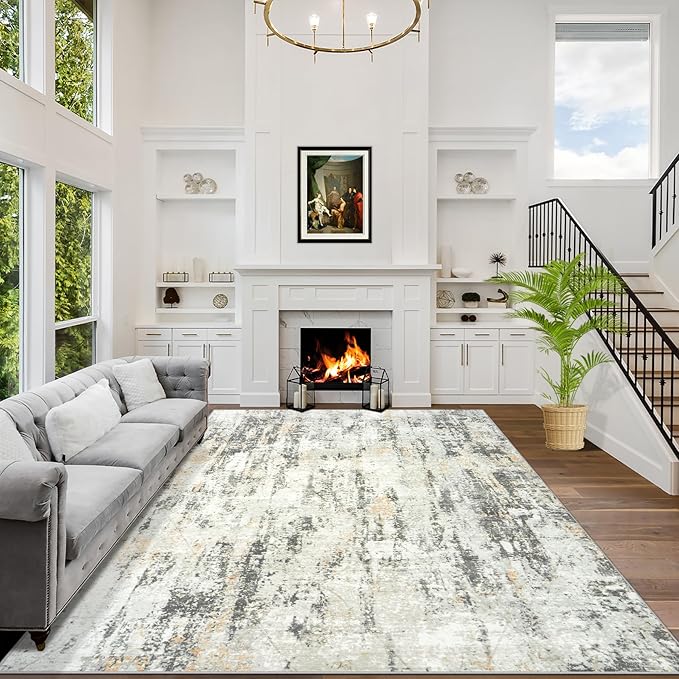 6x9 Area Rugs Washable Rug: Large Modern Abstract Living Room Rug Soft by GENTDRIZZ