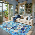 Area Rug 4x6 Rug Washable Boho Rugs Non Slip Low Pile Floral Small Carpet by WelcometoBabovid
