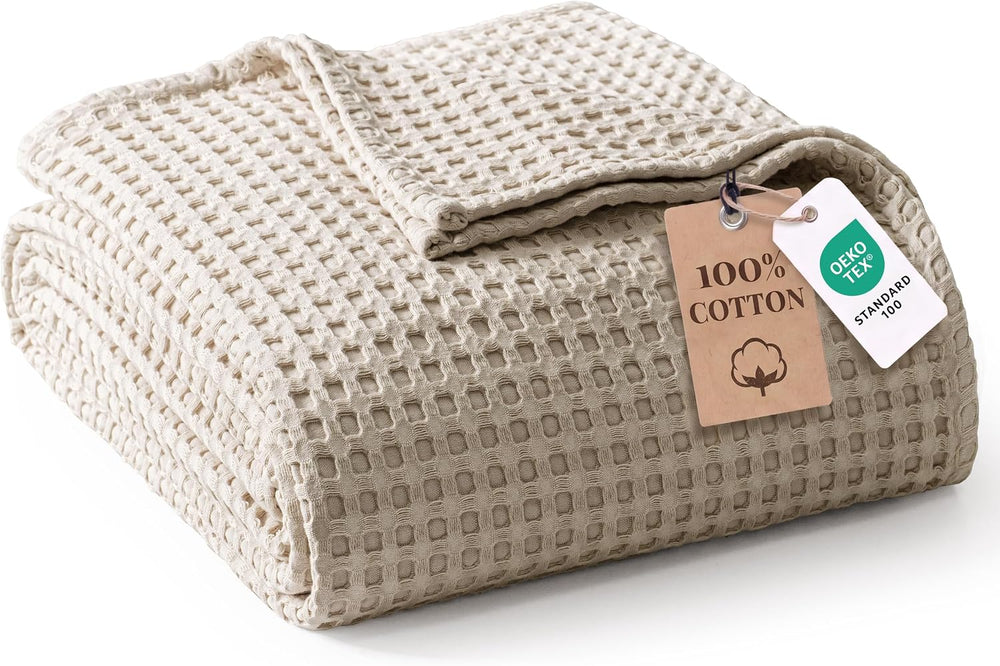 Exclusivo Mezcla 100% Cotton Blanket Queen Size for Bed, Khaki