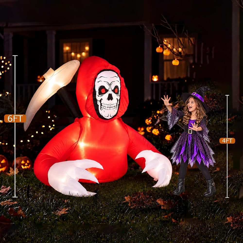 Halloween 6FT Red Grim Reaper Inflatable Outdoor Decorations