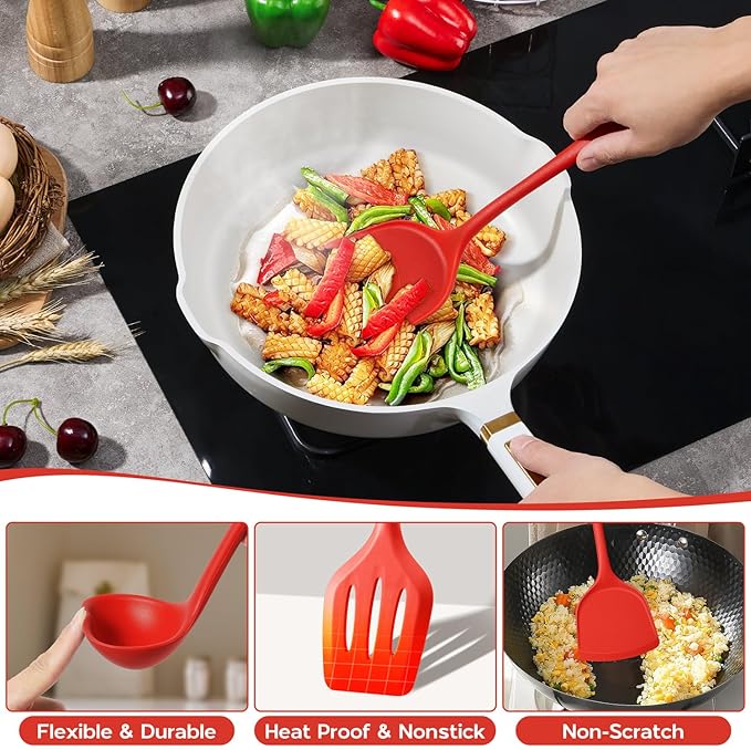 Onader 10 Pieces Cooking Utensils Set, Non Toxic & Heat Resistant - Image 2