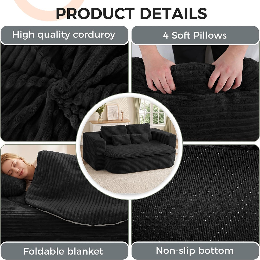 75" Boneless Couch Bed,Fold Up Sleeper Sofa for Adults