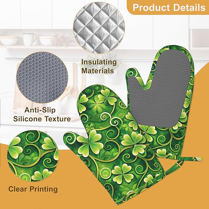 Oven Mitts and Pot Holders St. Patrick Day Silicone Kitchen Accessories Set of - Image 3