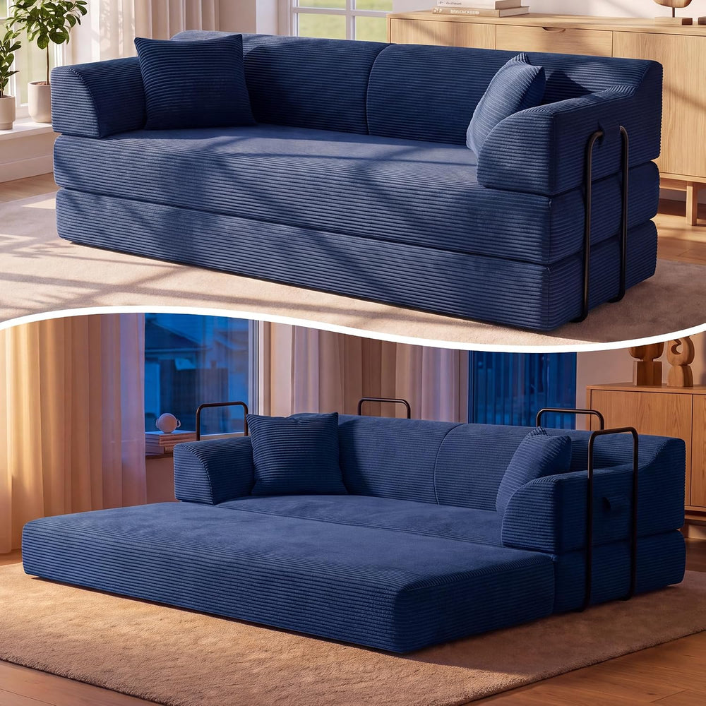 79'' Futon Sofa Bed, High‑Back Boneless Couches for Living Room