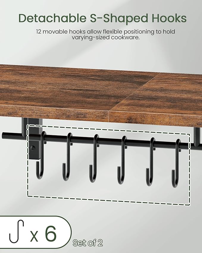 CHOEZON Wall-Mounted Pot Racks, Floating Shelves, Vintage Pot Hangers - Image 7