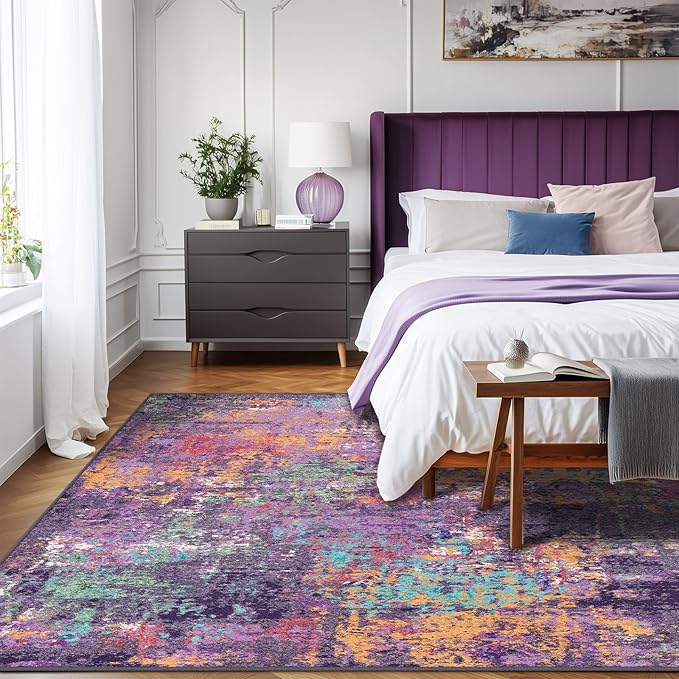 Washable Area Rugs 8'x10' Non-Slip Modern Abstract Soft - Image 3