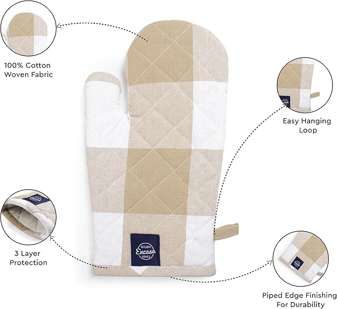 Encasa XO Long 12"x7" Oven Microwave Hand Gloves Mitts - Image 4