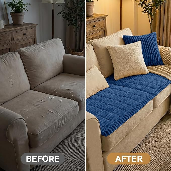 Smiry Couch Cover for Dogs Washable, Non Slip Fuzzy Pet Couch Covers for 3 - Image 7