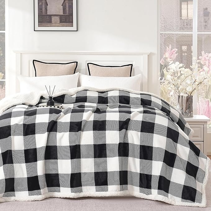 PU MEI Sherpa Fleece Throw Blanket 60" x 80" Reversible Plush Fluffy Large Big - Image 2