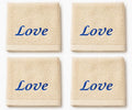 Liberty21 Custom Embroidered Washcloth Towel Set for Body and face, Makeup. 100% Soft Cotton Reusable Cleansing Cloths, Set of Four. (Tan)