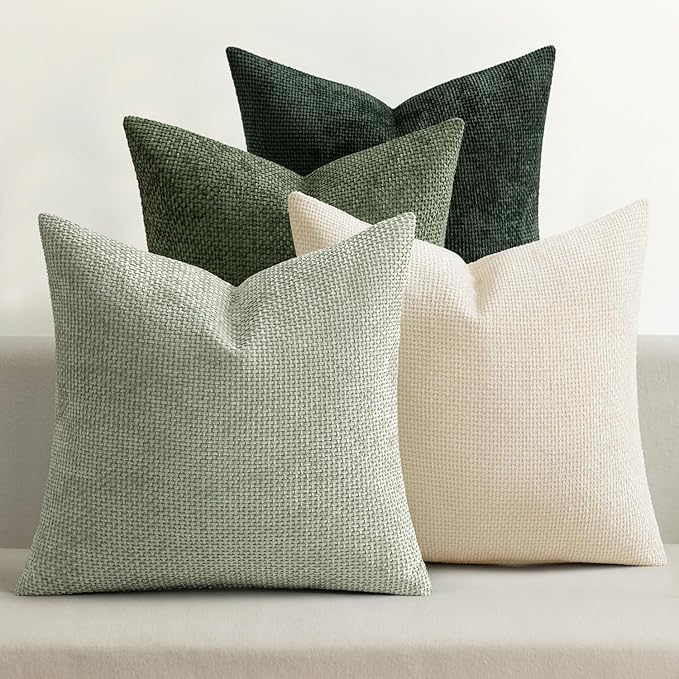 MIULEE Pack of 4 Couch Throw Pillow Covers 16x16 Inch Neutral Green Soft by MIULEE