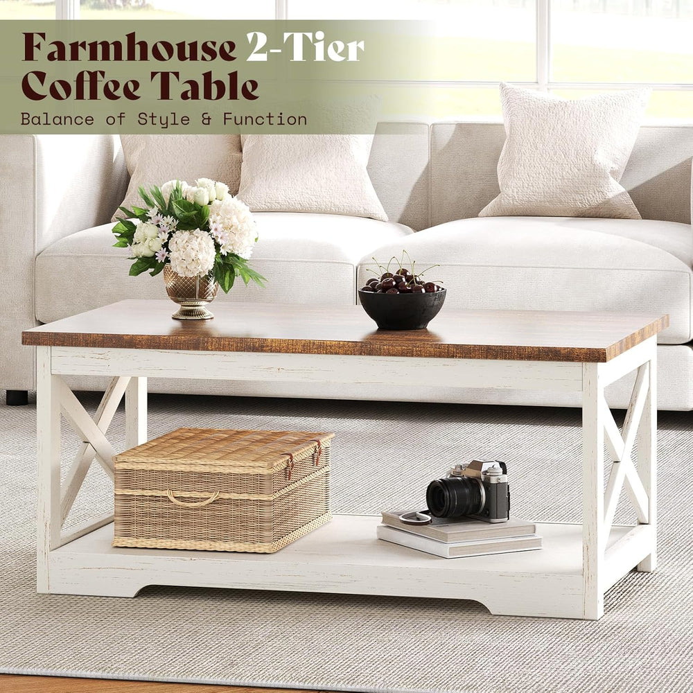 AMERLIFE 4-Piece Farmhouse Living Room Furniture Set with 66" TV Stand, ...